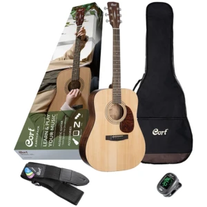 Guitarra Acustica Cort Earth Pack Con Afinador + Correa + Funda